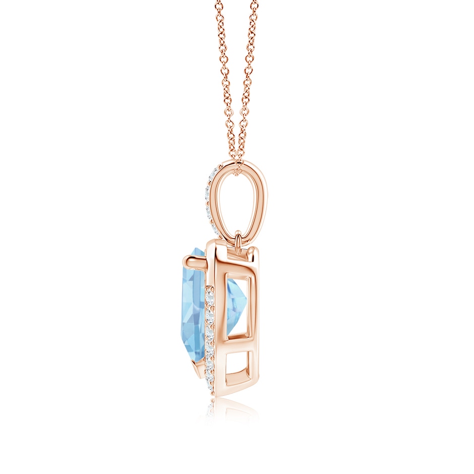 9mm AAAA Heart-Shaped Aquamarine Halo Pendant in Rose Gold side 199