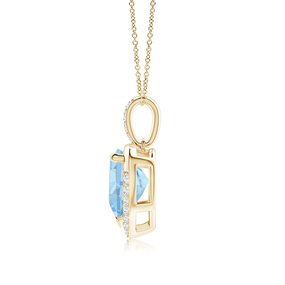 9mm AAAA Heart-Shaped Aquamarine Halo Pendant in Yellow Gold side 199