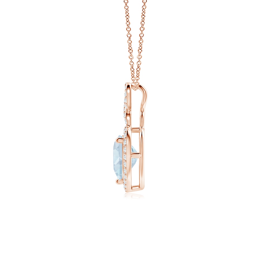7mm A Aquamarine Infinity Heart Pendant with Diamond Halo in Rose Gold side 199