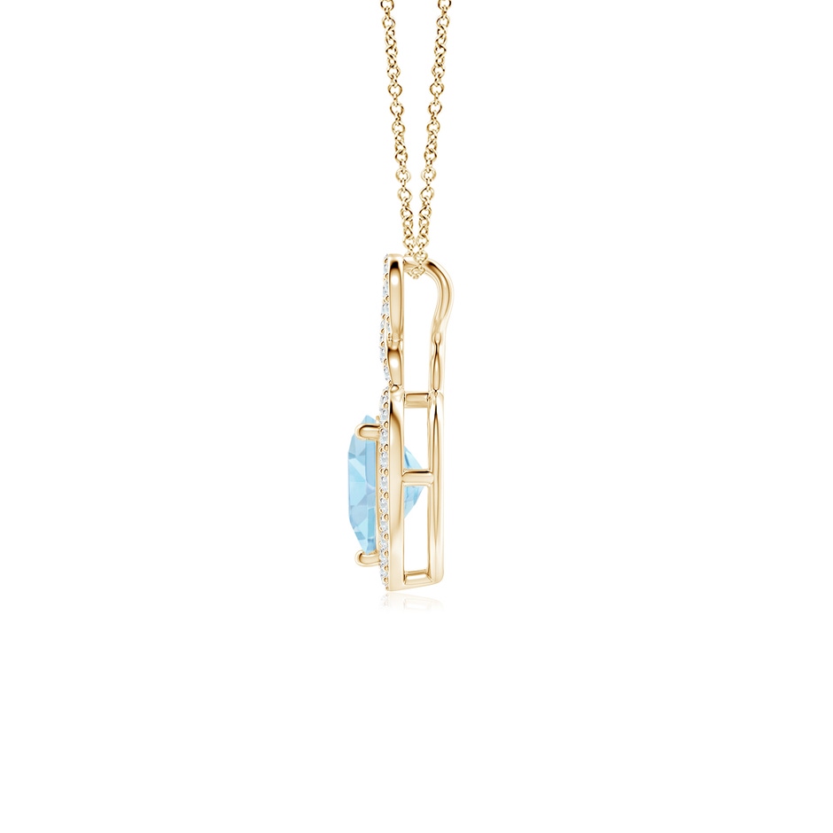 7mm AAA Aquamarine Infinity Heart Pendant with Diamond Halo in Yellow Gold side 199