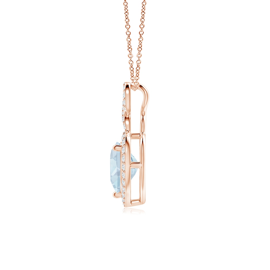8mm A Aquamarine Infinity Heart Pendant with Diamond Halo in Rose Gold side 199