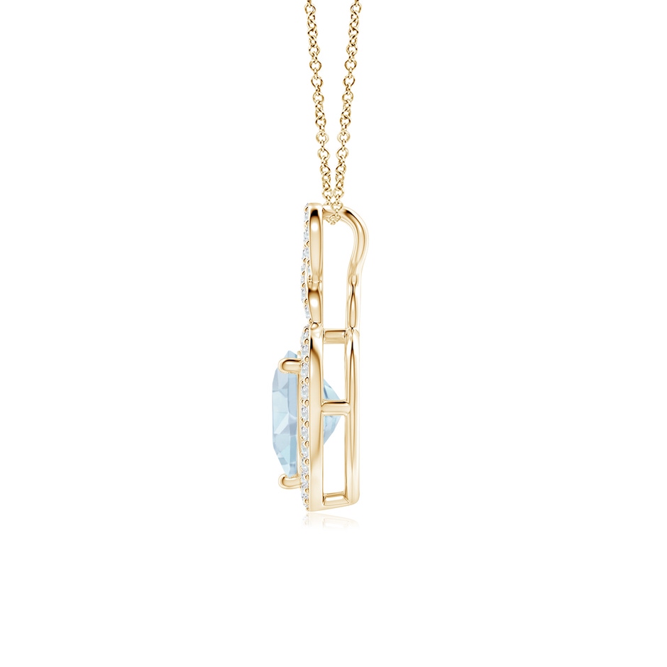 8mm A Aquamarine Infinity Heart Pendant with Diamond Halo in Yellow Gold side 199