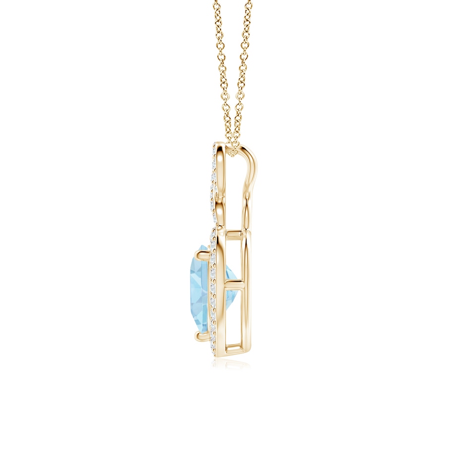 8mm AAA Aquamarine Infinity Heart Pendant with Diamond Halo in Yellow Gold side 199