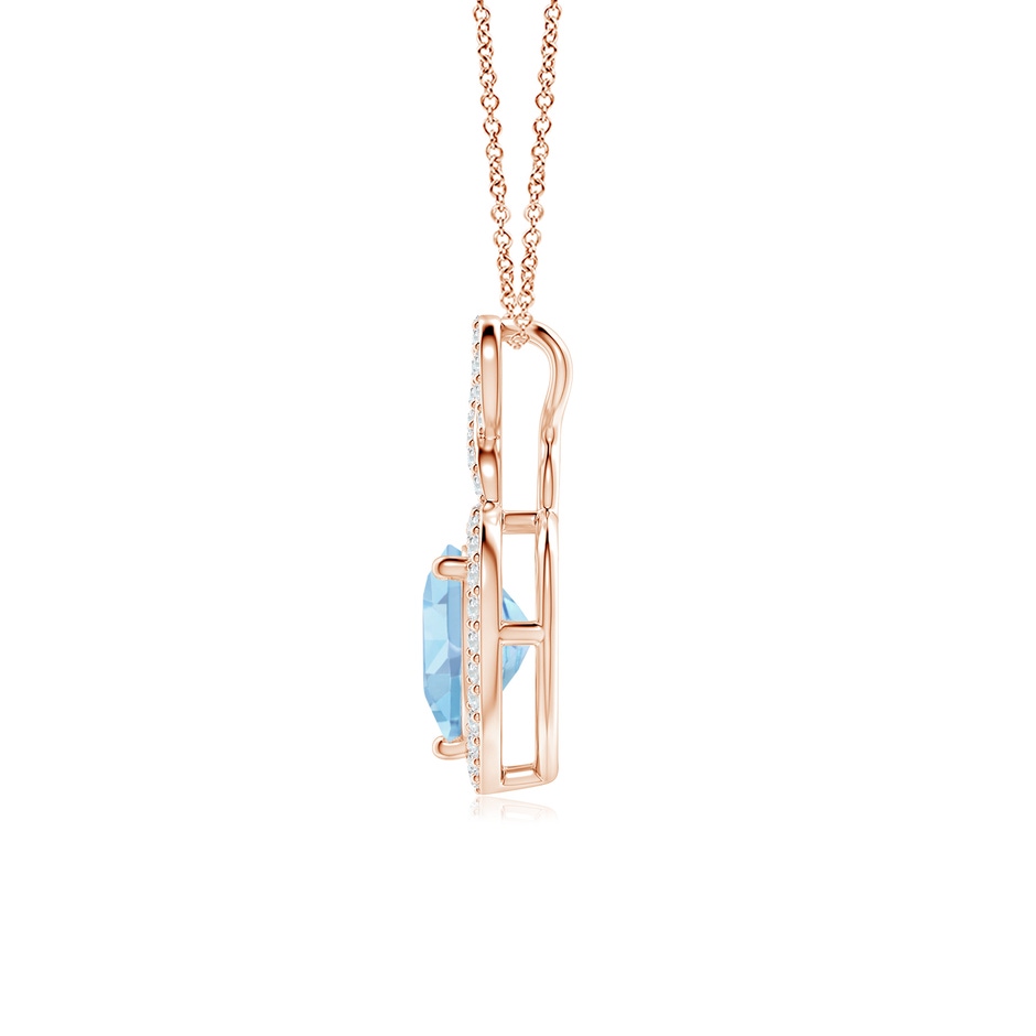 8mm AAAA Aquamarine Infinity Heart Pendant with Diamond Halo in Rose Gold side 199