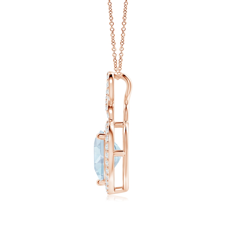 9mm A Aquamarine Infinity Heart Pendant with Diamond Halo in Rose Gold side 199
