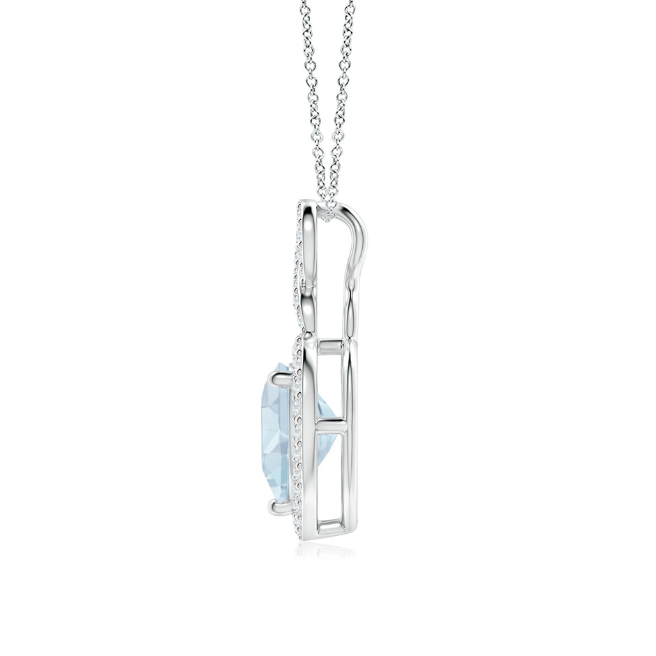 9mm A Aquamarine Infinity Heart Pendant with Diamond Halo in White Gold side 199