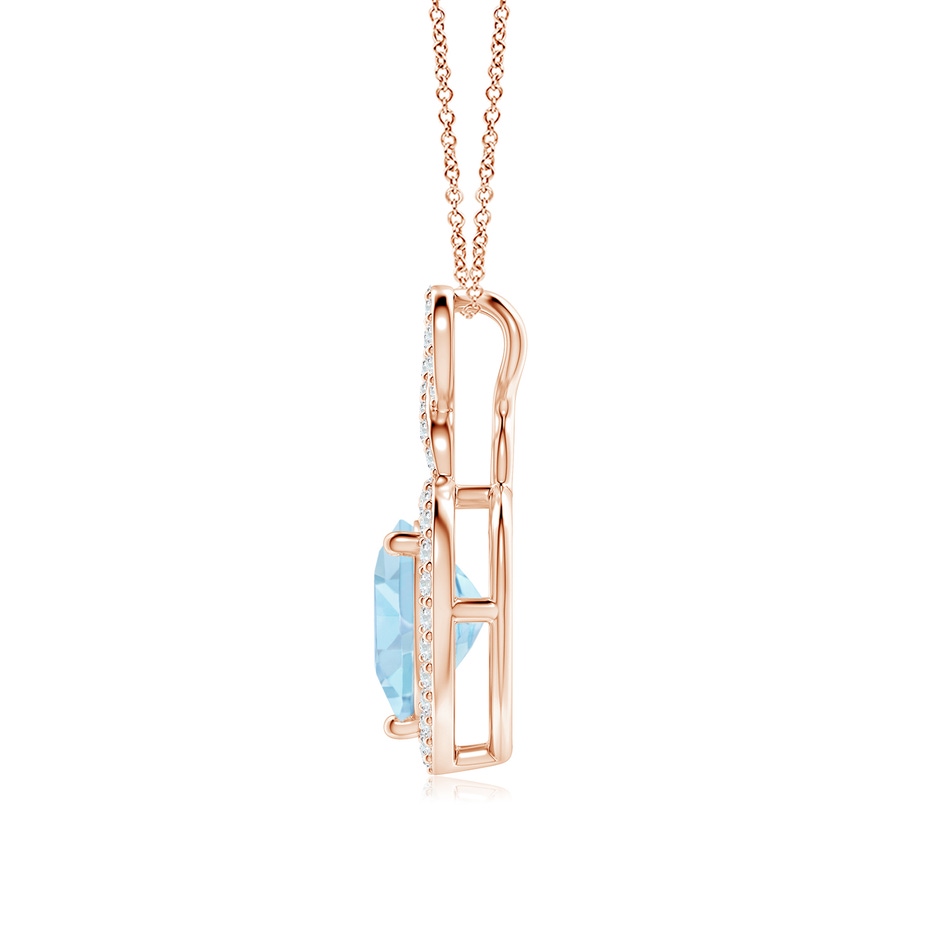 9mm AAA Aquamarine Infinity Heart Pendant with Diamond Halo in Rose Gold side 199
