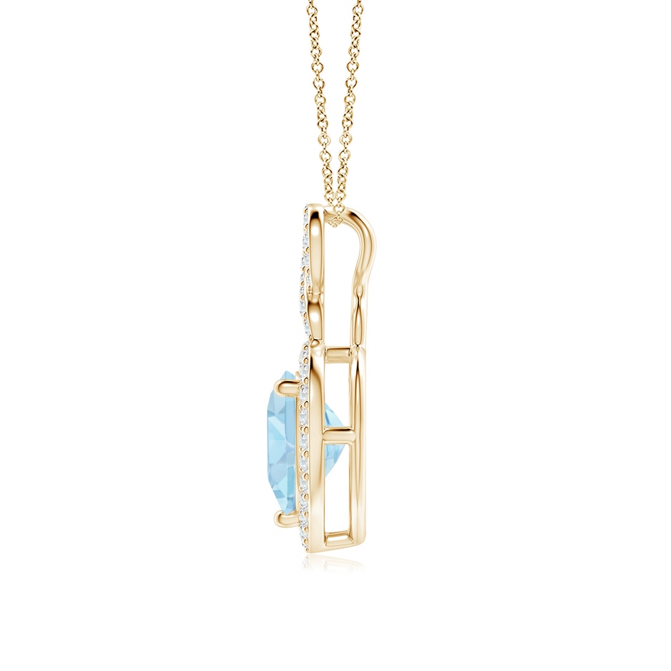 9mm AAA Aquamarine Infinity Heart Pendant with Diamond Halo in Yellow Gold side 199