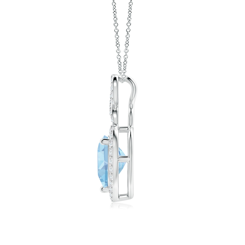 9mm AAAA Aquamarine Infinity Heart Pendant with Diamond Halo in P950 Platinum - side 199