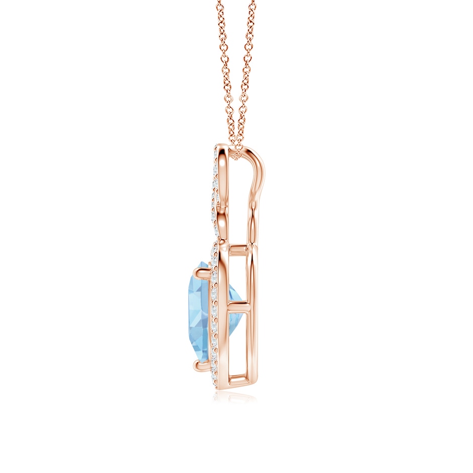 9mm AAAA Aquamarine Infinity Heart Pendant with Diamond Halo in Rose Gold side 199