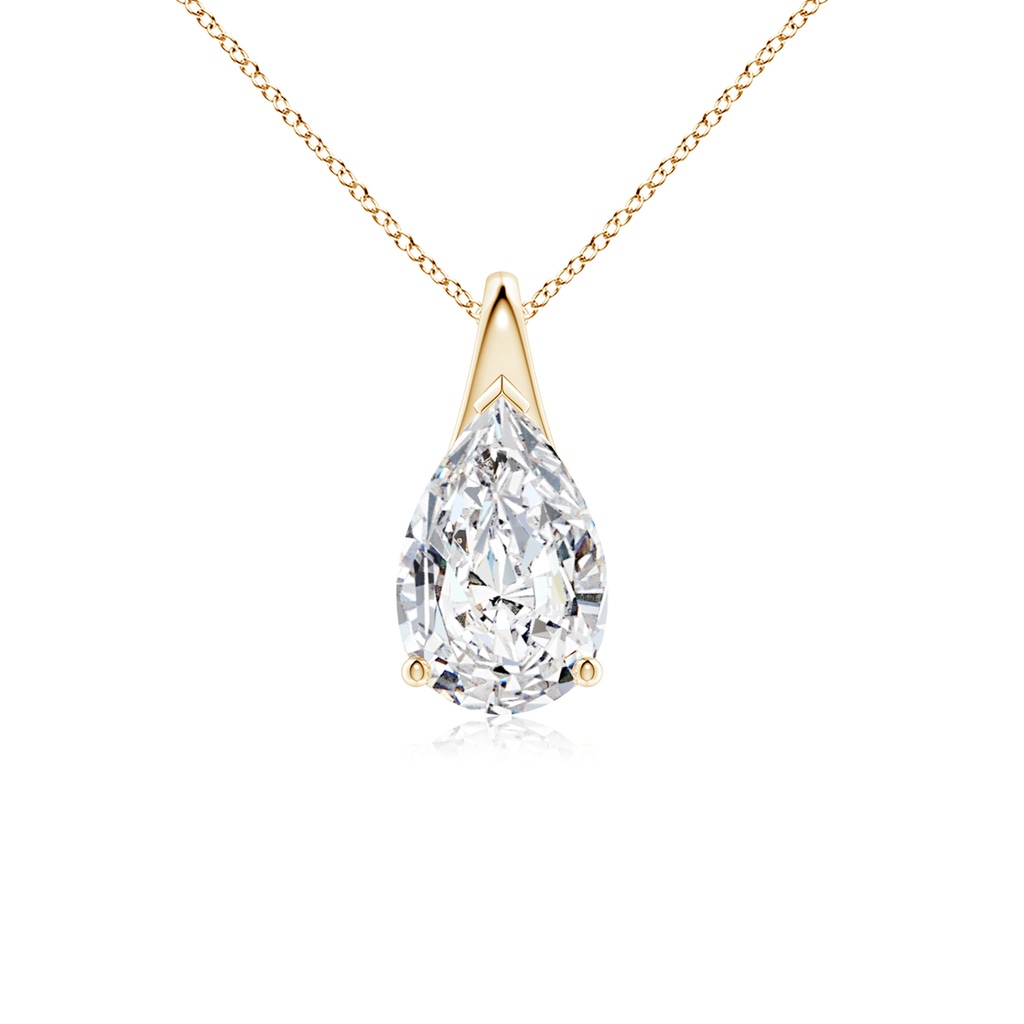 10x6.5mm HSI2 Pear-Shaped Diamond Solitaire Pendant in Yellow Gold