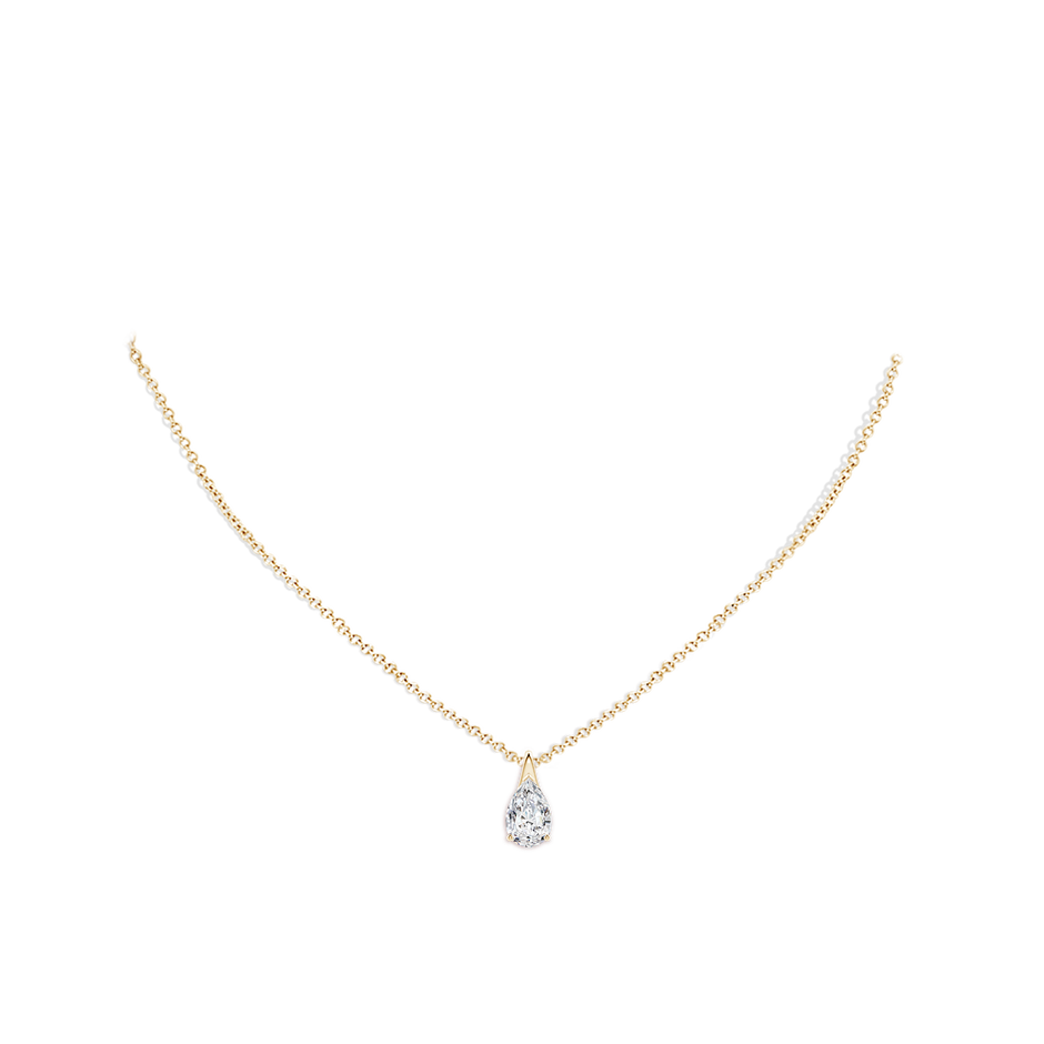 10x6.5mm HSI2 Pear-Shaped Diamond Solitaire Pendant in Yellow Gold pen