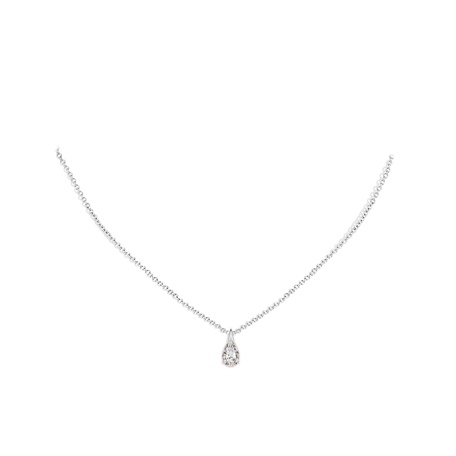 9x5.5mm IJI1I2 Pear-Shaped Diamond Solitaire Pendant in 18K White Gold pen