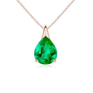 10x8mm AAA Pear-Shaped Emerald Solitaire Pendant in Rose Gold