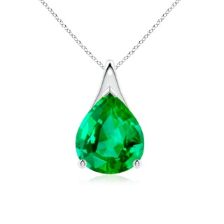 12x10mm AAA Pear-Shaped Emerald Solitaire Pendant in P950 Platinum