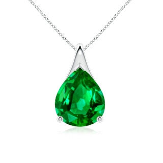 12x10mm AAAA Pear-Shaped Emerald Solitaire Pendant in P950 Platinum