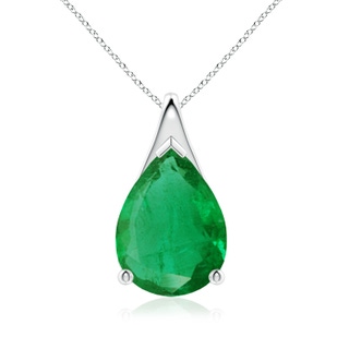 14x10mm AA Pear-Shaped Emerald Solitaire Pendant in P950 Platinum
