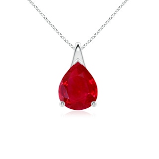 10x8mm AAA Pear-Shaped Ruby Solitaire Pendant in P950 Platinum