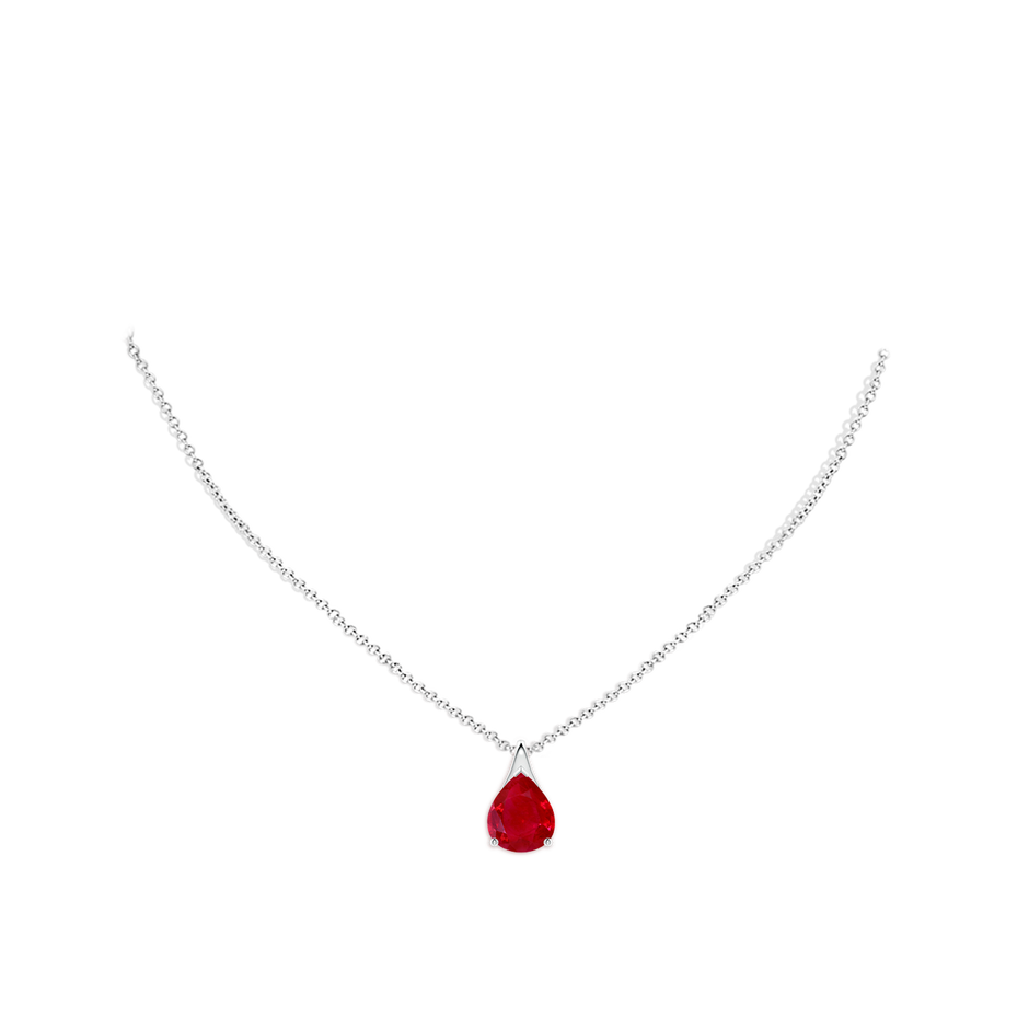 12x10mm AAA Pear-Shaped Ruby Solitaire Pendant in White Gold pen