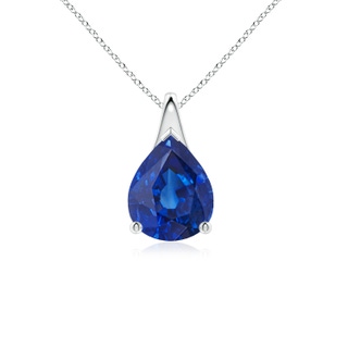 10x8mm AAA Pear-Shaped Blue Sapphire Solitaire Pendant in P950 Platinum
