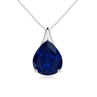 12x10mm AA Pear-Shaped Blue Sapphire Solitaire Pendant in P950 Platinum
