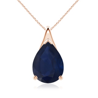 14x10mm A Pear-Shaped Blue Sapphire Solitaire Pendant in 10K Rose Gold