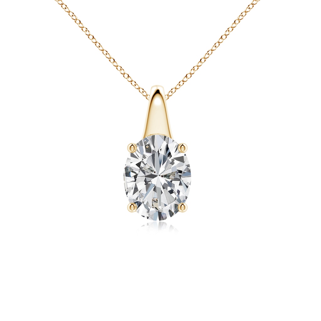 8.5x6.5mm HSI2 Oval Diamond Solitaire Pendant in Yellow Gold