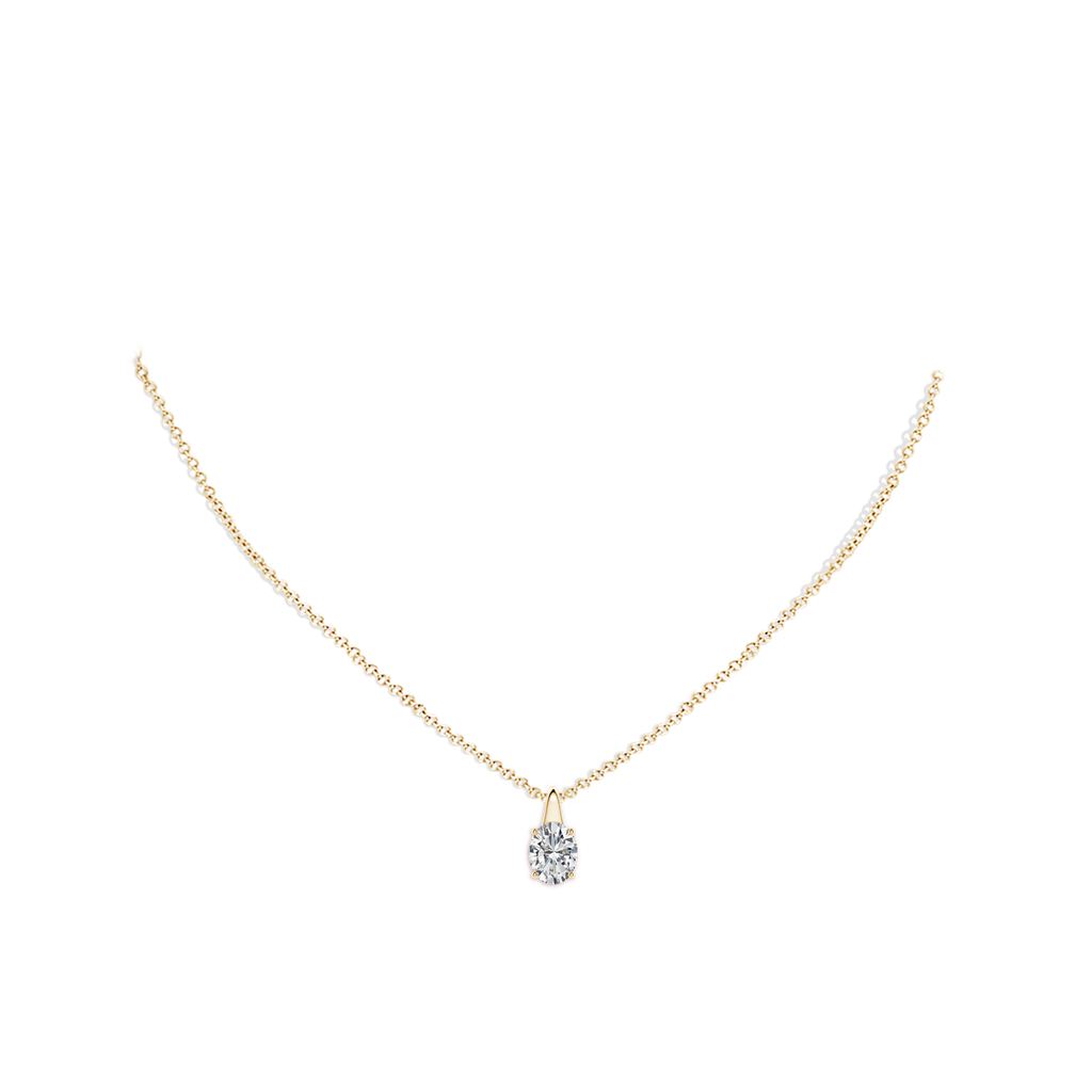 8.5x6.5mm HSI2 Oval Diamond Solitaire Pendant in Yellow Gold pen