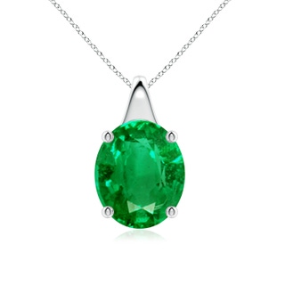12x10mm AAA Oval Emerald Solitaire Pendant in P950 Platinum