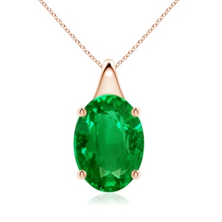 14x10mm AAAA Oval Emerald Solitaire Pendant in 10K Rose Gold