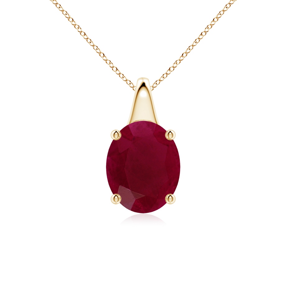10x8mm A Oval Ruby Solitaire Pendant in Yellow Gold 
