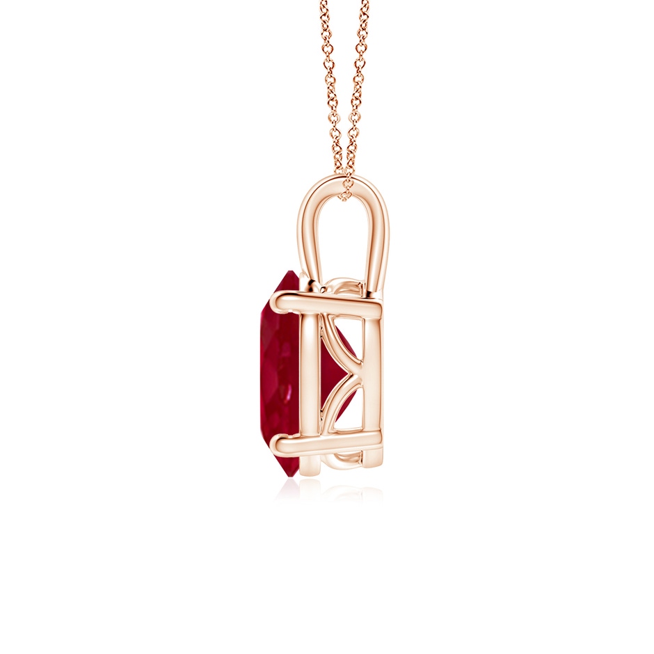 10x8mm AA Oval Ruby Solitaire Pendant in Rose Gold side 199