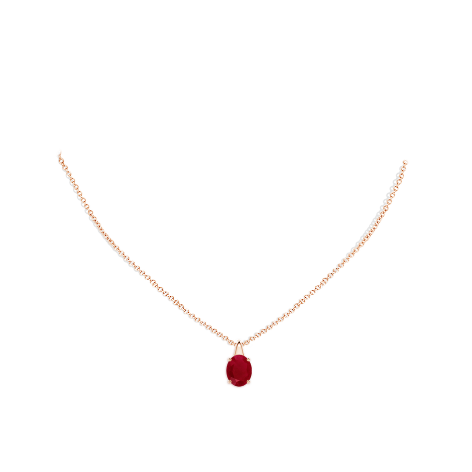 10x8mm AA Oval Ruby Solitaire Pendant in Rose Gold pen