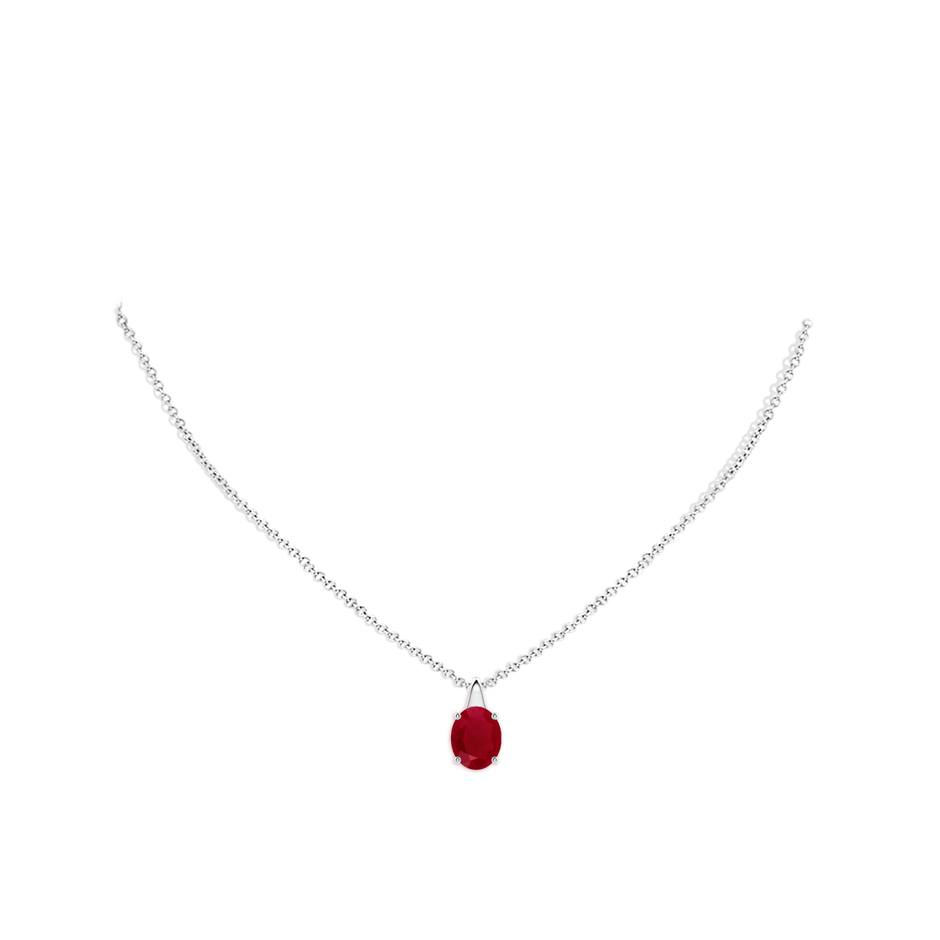 10x8mm AA Oval Ruby Solitaire Pendant in White Gold pen