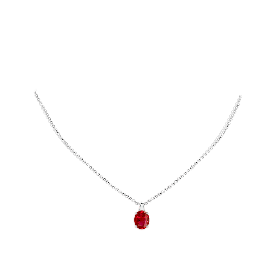 10x8mm AAA Oval Ruby Solitaire Pendant in P950 Platinum pen