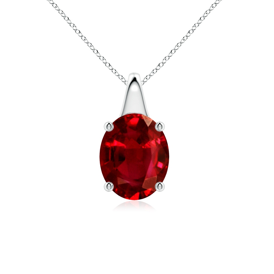 10x8mm AAAA Oval Ruby Solitaire Pendant in P950 Platinum 