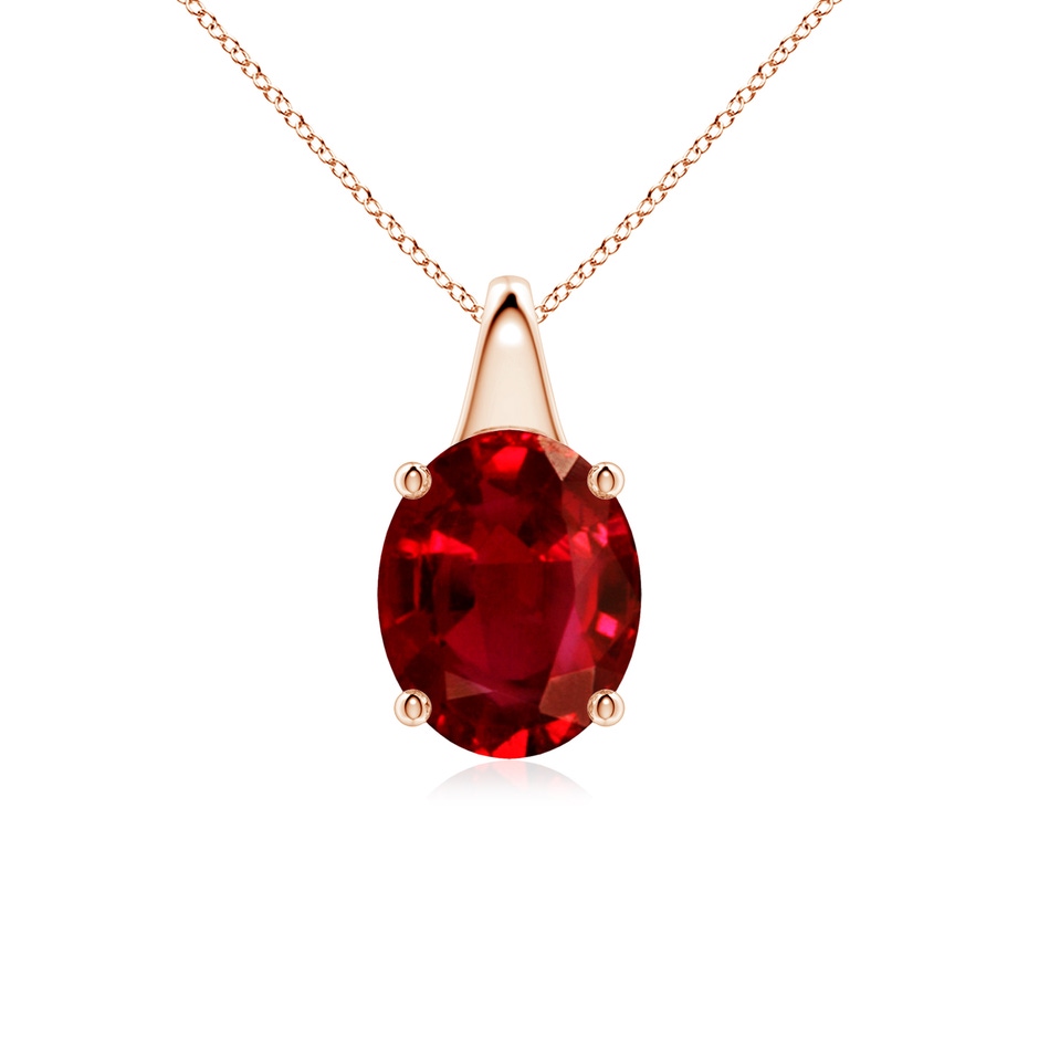 10x8mm AAAA Oval Ruby Solitaire Pendant in Rose Gold 