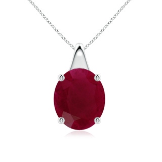 12x10mm A Oval Ruby Solitaire Pendant in P950 Platinum