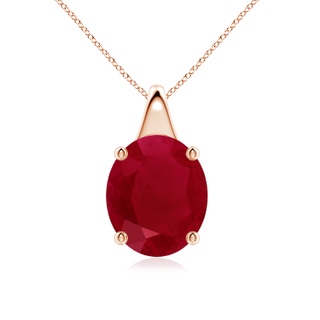 12x10mm AA Oval Ruby Solitaire Pendant in Rose Gold