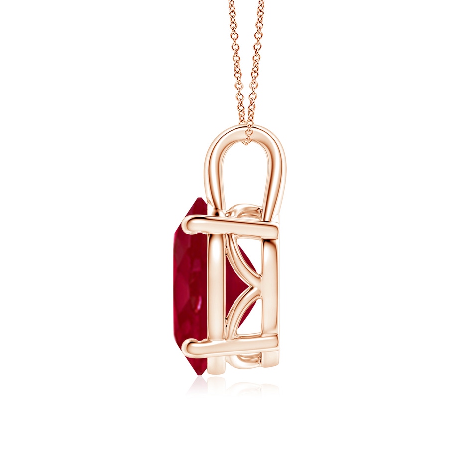 12x10mm AA Oval Ruby Solitaire Pendant in Rose Gold side 199