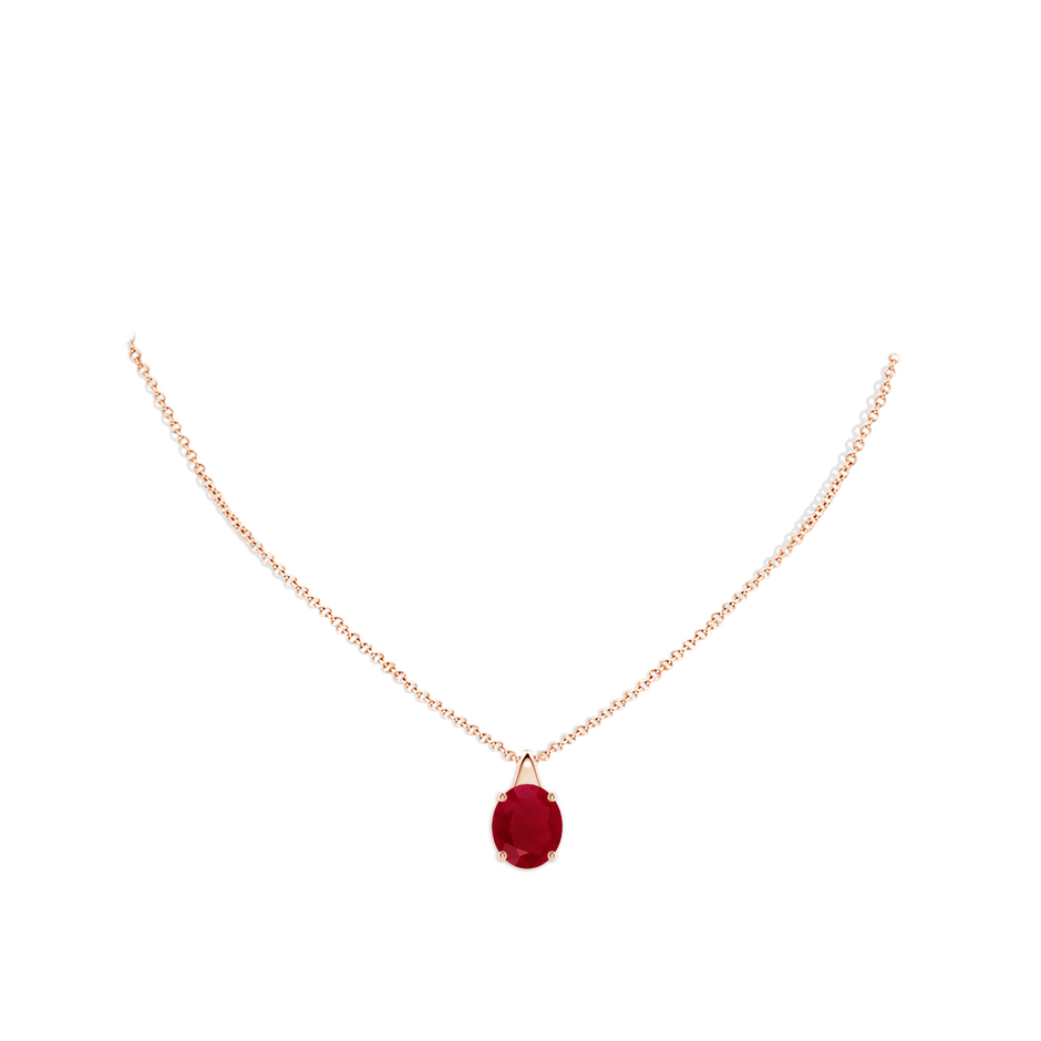 12x10mm AA Oval Ruby Solitaire Pendant in Rose Gold pen