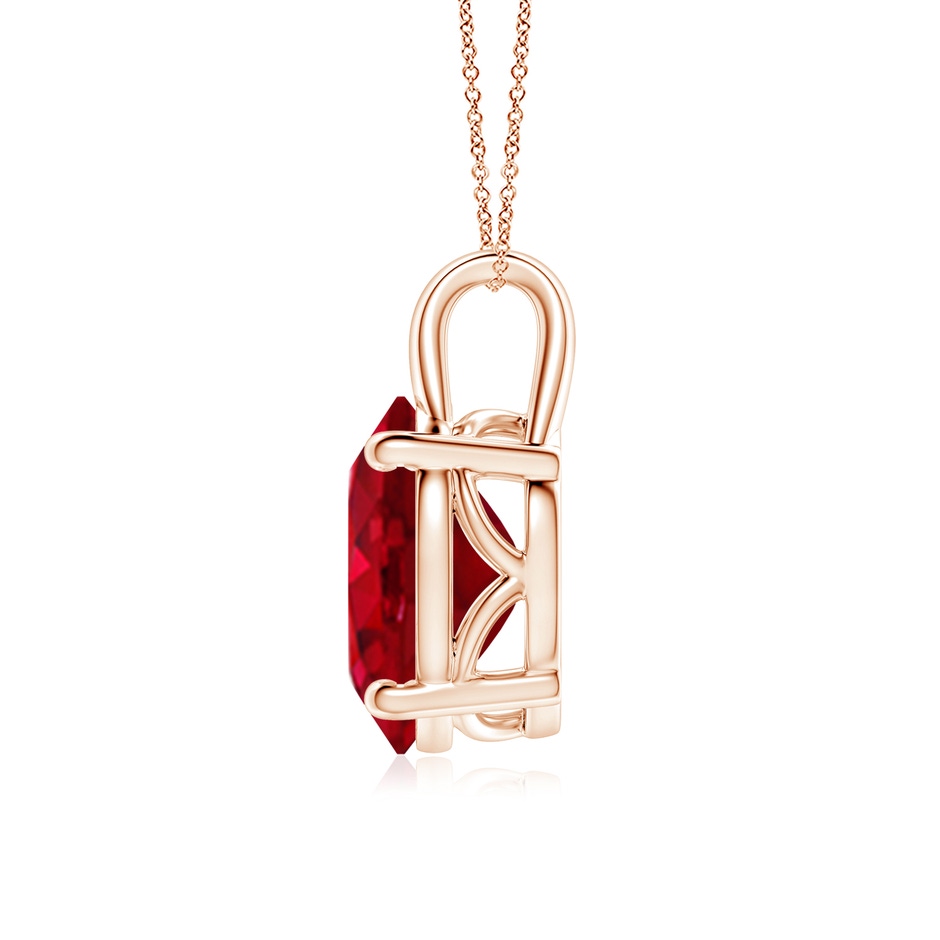 12x10mm AAA Oval Ruby Solitaire Pendant in Rose Gold side 199