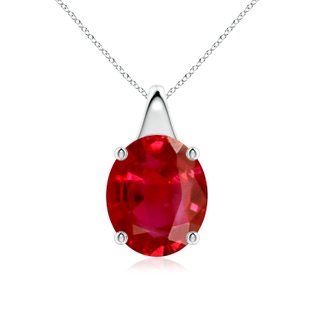 12x10mm AAA Oval Ruby Solitaire Pendant in White Gold