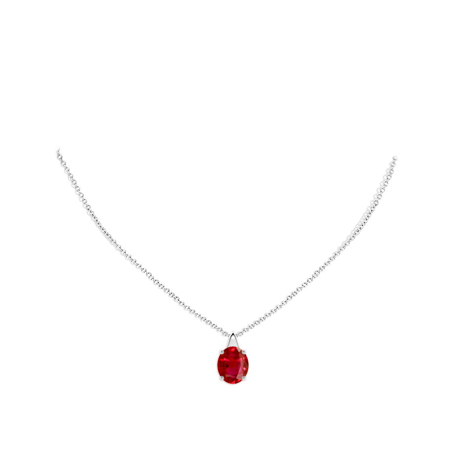 12x10mm AAA Oval Ruby Solitaire Pendant in White Gold pen