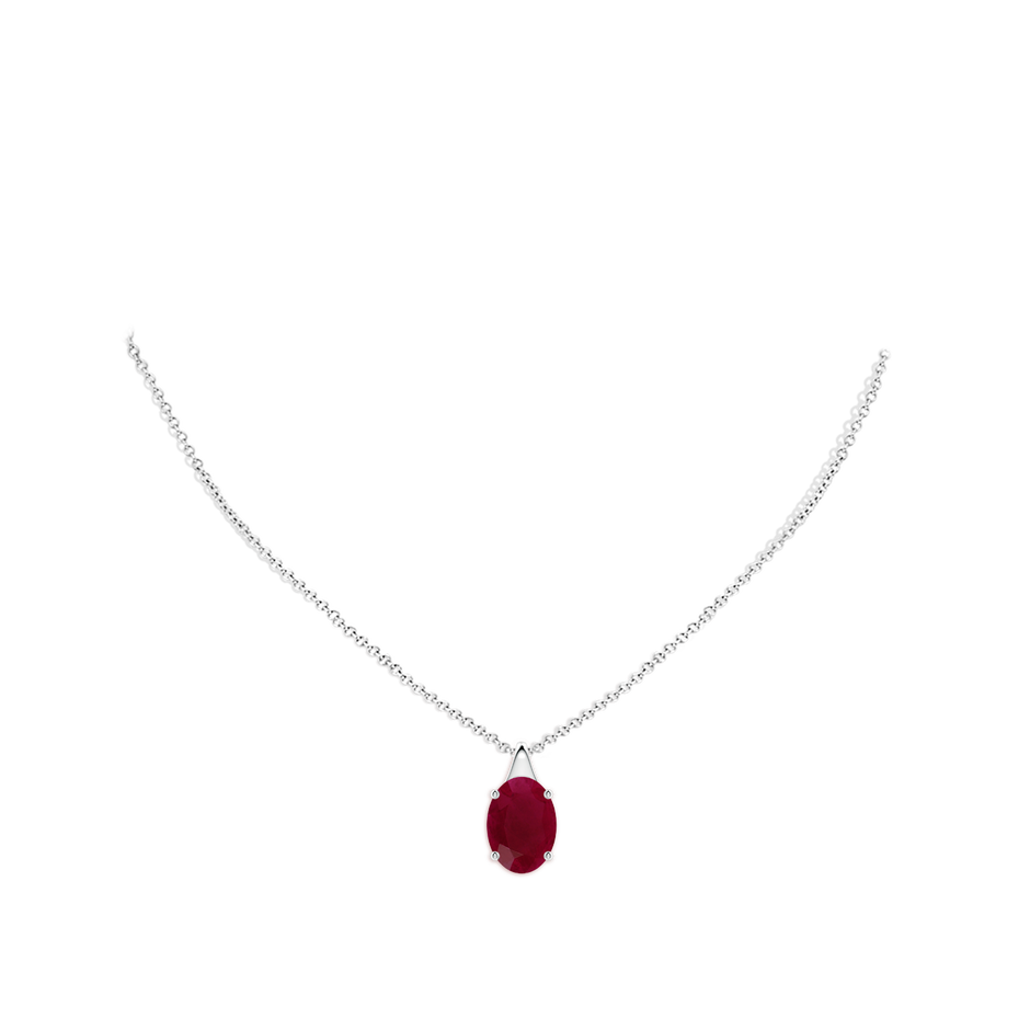 14x10mm A Oval Ruby Solitaire Pendant in P950 Platinum pen