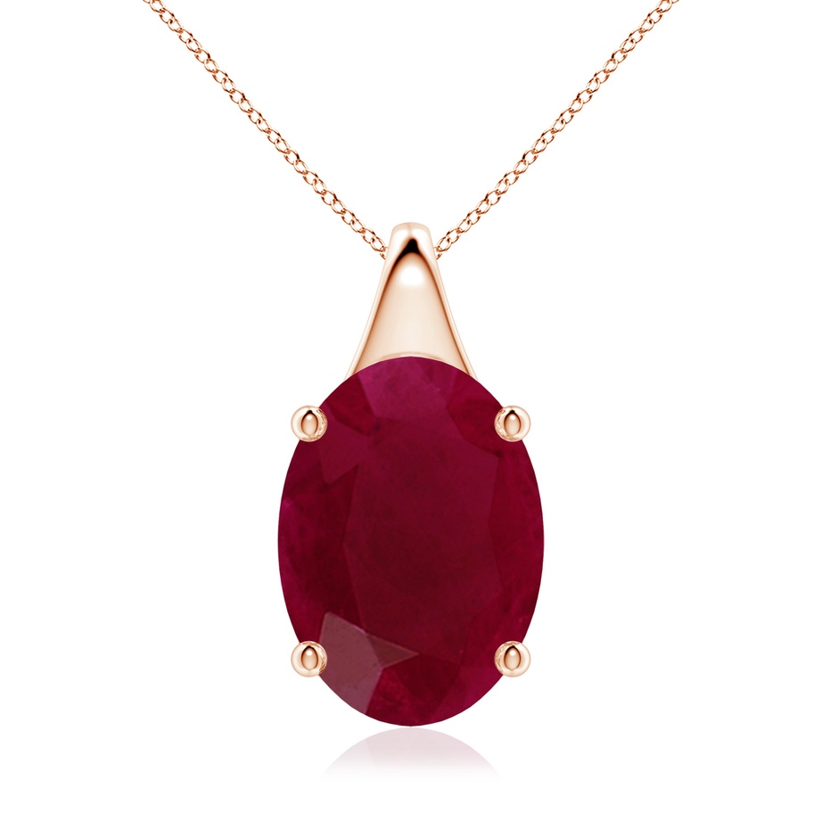 14x10mm A Oval Ruby Solitaire Pendant in Rose Gold 