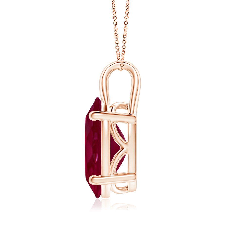 14x10mm A Oval Ruby Solitaire Pendant in Rose Gold side 199
