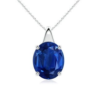 12x10mm AAA Oval Blue Sapphire Solitaire Pendant in P950 Platinum