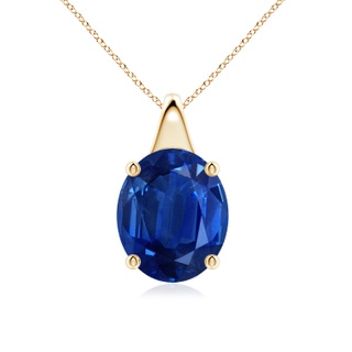 12x10mm AAA Oval Blue Sapphire Solitaire Pendant in Yellow Gold
