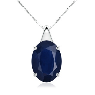 14x10mm A Oval Blue Sapphire Solitaire Pendant in P950 Platinum
